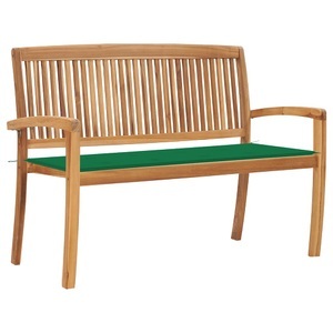 vidaXL, vidaXL Stapelbare Gartenbank mit Auflage 128,5 cm Massivholz Teak