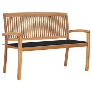 vidaXL, vidaXL Stapelbare Gartenbank mit Auflage 128,5 cm Massivholz Teak