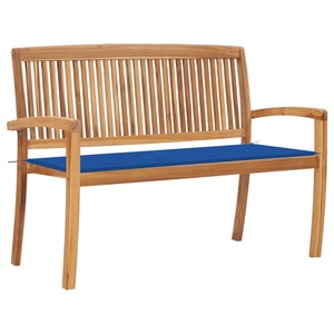 vidaXL, vidaXL Stapelbare Gartenbank mit Auflage 128,5 cm Massivholz Teak, 