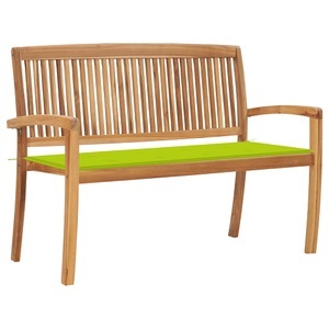vidaXL, vidaXL Stapelbare Gartenbank mit Auflage 128,5 cm Massivholz Teak
