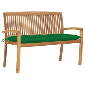 vidaXL, vidaXL Stapelbare Gartenbank mit Auflage 128,5 cm Massivholz Teak, 
