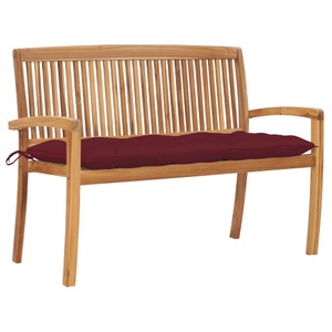 vidaXL, vidaXL Stapelbare Gartenbank mit Auflage 128,5 cm Massivholz Teak, 