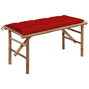 vidaXL, vidaXL Klappbare Gartenbank mit Auflage 118 cm Bambus, vidaXL Klappbare Gartenbank mit Auflage 118 cm Bambus