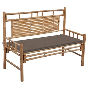 vidaXL, vidaXL Gartenbank mit Auflage 120 cm Bambus