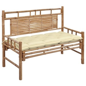 vidaXL, vidaXL Gartenbank mit Auflage 120 cm Bambus, vidaXL Gartenbank mit Auflage 120 cm Bambus