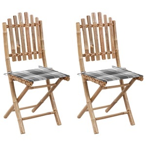 vidaXL, vidaXL Klappbare Gartenstühle 2 Stk. mit Kissen Bambus, 
