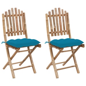 vidaXL, vidaXL Klappbare Gartenstühle 2 Stk. mit Kissen Bambus