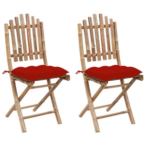 vidaXL, vidaXL Klappbare Gartenstühle 2 Stk. mit Kissen Bambus