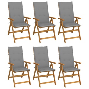 vidaXL, vidaXL Klappbare Gartenstühle 6 Stk. mit Auflagen Massivholz Akazie, vidaXL Klappbare Gartenstühle 6 Stk. mit Auflagen Massivholz Akazie