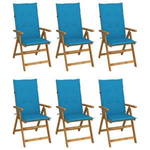 vidaXL, vidaXL Klappbare Gartenstühle 6 Stk. mit Auflagen Massivholz Akazie, vidaXL Klappbare Gartenstühle 6 Stk. mit Auflagen Massivholz Akazie