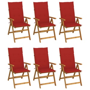 vidaXL, vidaXL Klappbare Gartenstühle 6 Stk. mit Auflagen Massivholz Akazie