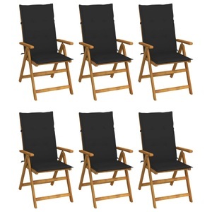 vidaXL, vidaXL Klappbare Gartenstühle 6 Stk. mit Auflagen Massivholz Akazie, vidaXL Klappbare Gartenstühle 6 Stk. mit Auflagen Massivholz Akazie
