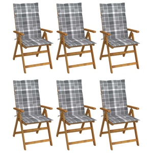 vidaXL, vidaXL Klappbare Gartenstühle 6 Stk. mit Auflagen Massivholz Akazie