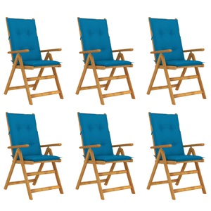 vidaXL, vidaXL Klappbare Gartenstühle 6 Stk. mit Auflagen Massivholz Akazie, 
