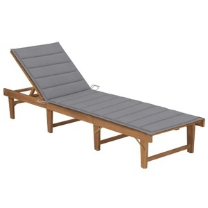 vidaXL, vidaXL Klappbare Sonnenliege mit Auflage Akazie Massivholz, VidaXL - Sonnenliege akazienholz, One Size, Grau