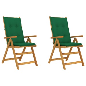vidaXL, vidaXL Verstellbare Gartenstühle 2 Stk. mit Auflagen Massivholz Akazie, 