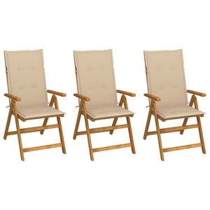 vidaXL, vidaXL Klappbare Gartenstühle 3 Stk. mit Auflagen Massivholz Akazie