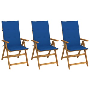 vidaXL, vidaXL Klappbare Gartenstühle 3 Stk. mit Auflagen Massivholz Akazie