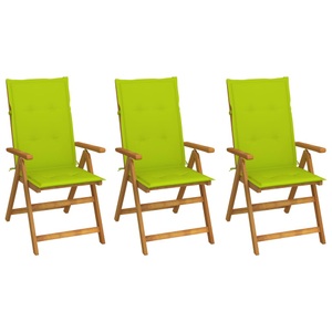 vidaXL, vidaXL Klappbare Gartenstühle 3 Stk. mit Auflagen Massivholz Akazie, vidaXL Klappbare Gartenstühle 3 Stk. mit Auflagen Massivholz Akazie
