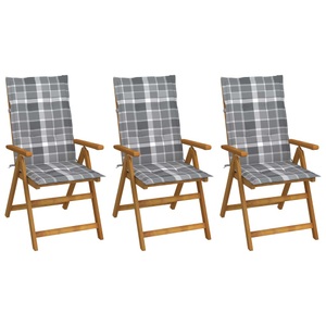 vidaXL, vidaXL Klappbare Gartenstühle 3 Stk. mit Auflagen Massivholz Akazie, vidaXL Klappbare Gartenstühle 3 Stk. mit Auflagen Massivholz Akazie