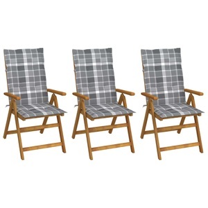 vidaXL, vidaXL Klappbare Gartenstühle 3 Stk. mit Auflagen Massivholz Akazie
