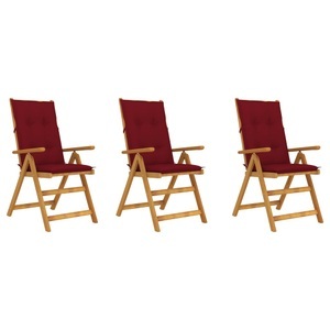 vidaXL, vidaXL Klappbare Gartenstühle 3 Stk. mit Auflagen Massivholz Akazie, 