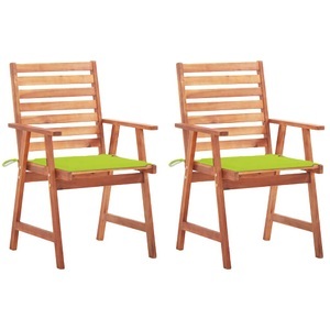 vidaXL, vidaXL Garten-Essstühle 2 Stk. mit Kissen Massivholz Akazie, vidaXL Garten-Essstühle 2 Stk. mit Kissen Massivholz Akazie