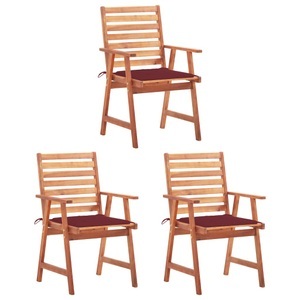 vidaXL, vidaXL Garten-Essstühle 3 Stk. mit Kissen Massivholz Akazie, 