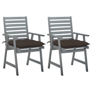 vidaXL, vidaXL Garten-Essstühle mit Kissen 2 Stk. Massivholz Akazie, vidaXL Garten-Essstühle mit Kissen 2 Stk. Massivholz Akazie
