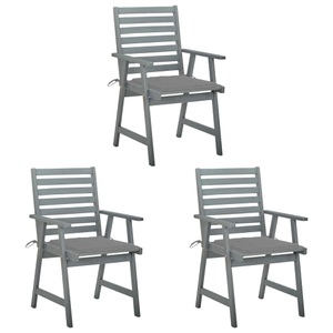 vidaXL, vidaXL Garten-Essstühle mit Kissen 3 Stk. Massivholz Akazie, 