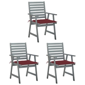 vidaXL, vidaXL Garten-Essstühle mit Kissen 3 Stk. Massivholz Akazie, 