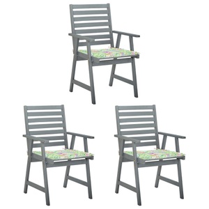 vidaXL, vidaXL Garten-Essstühle mit Kissen 3 Stk. Massivholz Akazie, 