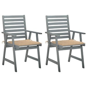 vidaXL, vidaXL Garten-Essstühle mit Kissen 2 Stk. Massivholz Akazie, vidaXL Garten-Essstühle mit Kissen 2 Stk. Massivholz Akazie