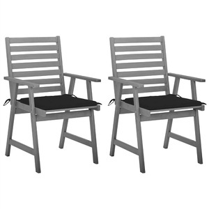 vidaXL, vidaXL Garten-Essstühle mit Kissen 2 Stk. Massivholz Akazie