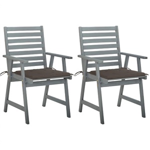 vidaXL, vidaXL Garten-Essstühle mit Kissen 2 Stk. Massivholz Akazie, vidaXL Garten-Essstühle mit Kissen 2 Stk. Massivholz Akazie