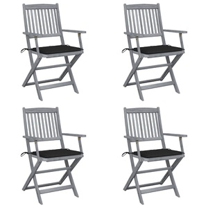 vidaXL, vidaXL Klappbare Gartenstühle 4 Stk. mit Sitzkissen Massivholz Akazie, vidaXL Klappbare Gartenstühle 4 Stk. mit Sitzkissen Massivholz Akazie