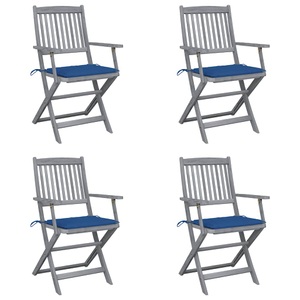 vidaXL, vidaXL Klappbare Gartenstühle 4 Stk. mit Sitzkissen Massivholz Akazie