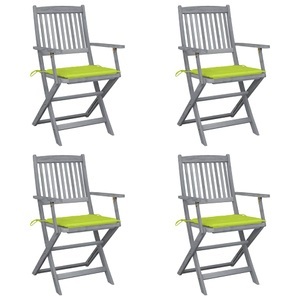 vidaXL, vidaXL Klappbare Gartenstühle 4 Stk. mit Sitzkissen Massivholz Akazie