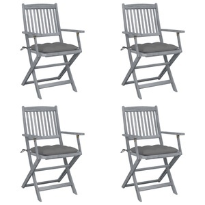vidaXL, vidaXL Klappbare Gartenstühle 4 Stk. mit Kissen Massivholz Akazie