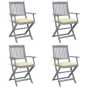 vidaXL, vidaXL Klappbare Gartenstühle 4 Stk. mit Kissen Massivholz Akazie, vidaXL Klappbare Gartenstühle 4 Stk. mit Kissen Massivholz Akazie
