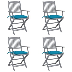 vidaXL Klappbare Gartenstühle 4 Stk. mit Kissen Massivholz Akazie