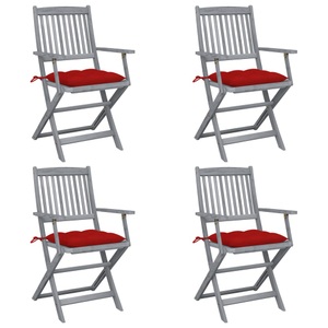 vidaXL, vidaXL Klappbare Gartenstühle 4 Stk. mit Kissen Massivholz Akazie, vidaXL Klappbare Gartenstühle 4 Stk. mit Kissen Massivholz Akazie