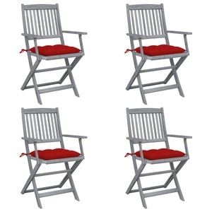 vidaXL Klappbare Gartenstühle 4 Stk. mit Kissen Massivholz Akazie