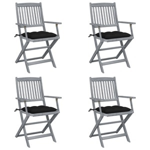vidaXL, vidaXL Klappbare Gartenstühle 4 Stk. mit Kissen Massivholz Akazie