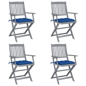 vidaXL, vidaXL Klappbare Gartenstühle 4 Stk. mit Kissen Massivholz Akazie