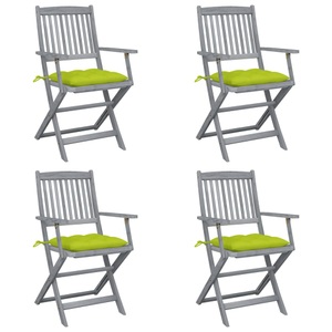 vidaXL, vidaXL Klappbare Gartenstühle 4 Stk. mit Kissen Massivholz Akazie