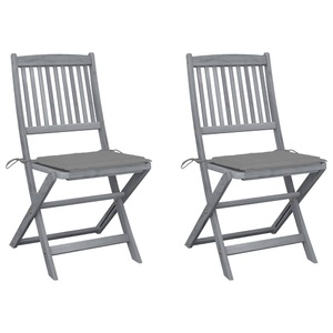 vidaXL, vidaXL Klappbare Gartenstühle 2 Stk. mit Kissen Massivholz Akazie