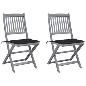 vidaXL, vidaXL Klappbare Gartenstühle 2 Stk. mit Kissen Massivholz Akazie