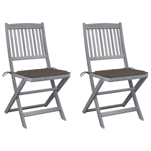 vidaXL, vidaXL Klappbare Gartenstühle 2 Stk. mit Kissen Massivholz Akazie, vidaXL Klappbare Gartenstühle 2 Stk. mit Kissen Massivholz Akazie