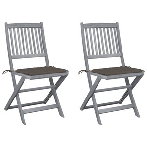 vidaXL, vidaXL Klappbare Gartenstühle 2 Stk. mit Kissen Massivholz Akazie